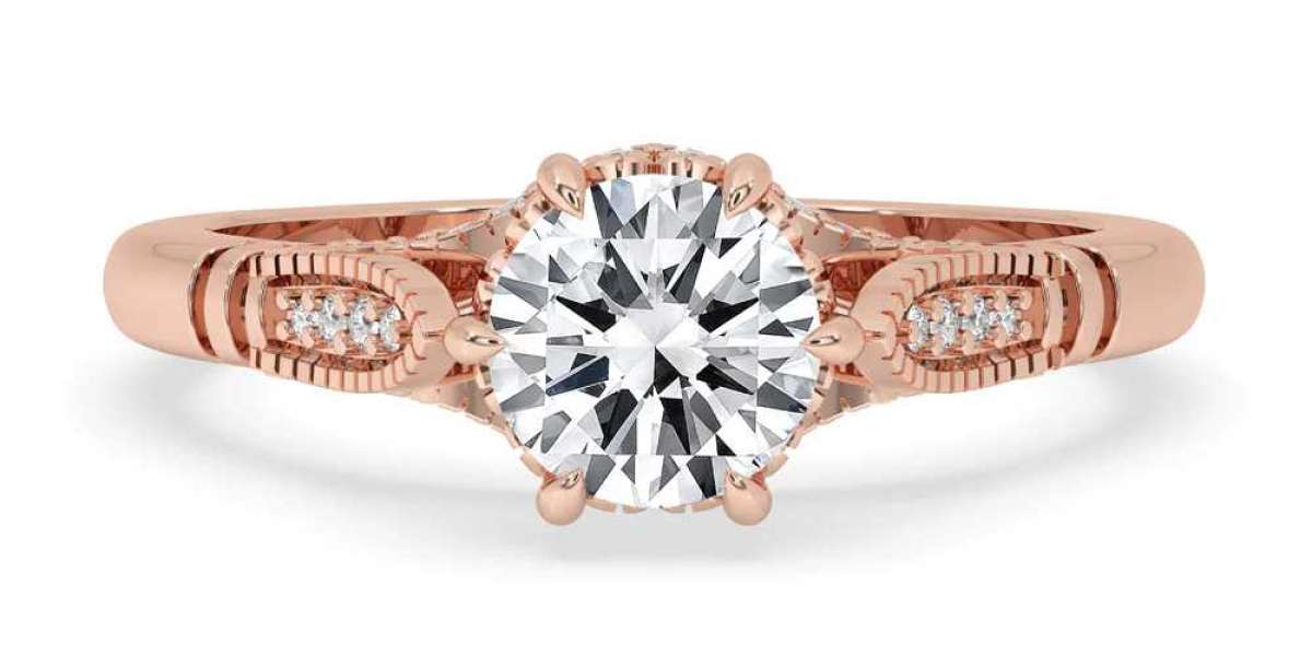 Intricate Design: Vintage Rose Gold Milgrain Engagement Ring